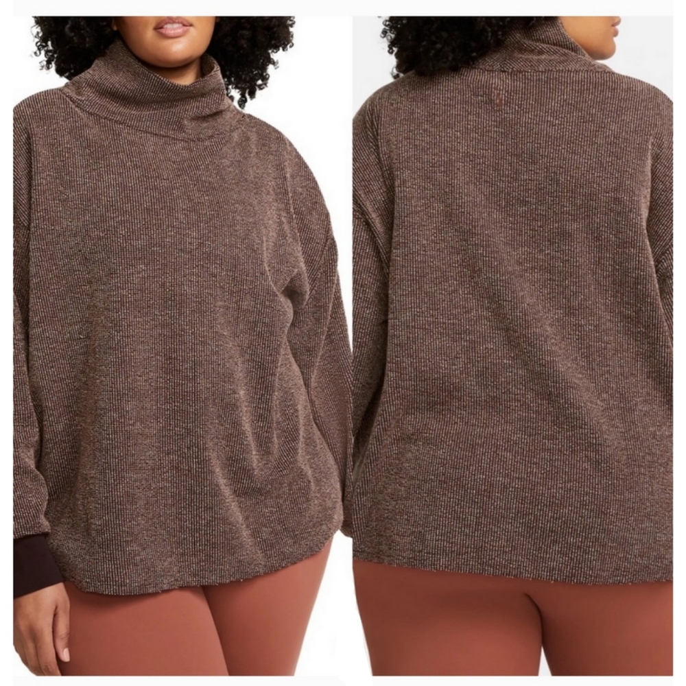NIKE YOGA LUXE TEXTURED COVER-UP Pullover Sweater Womens Plus Size 2X - Picture 2 of 5